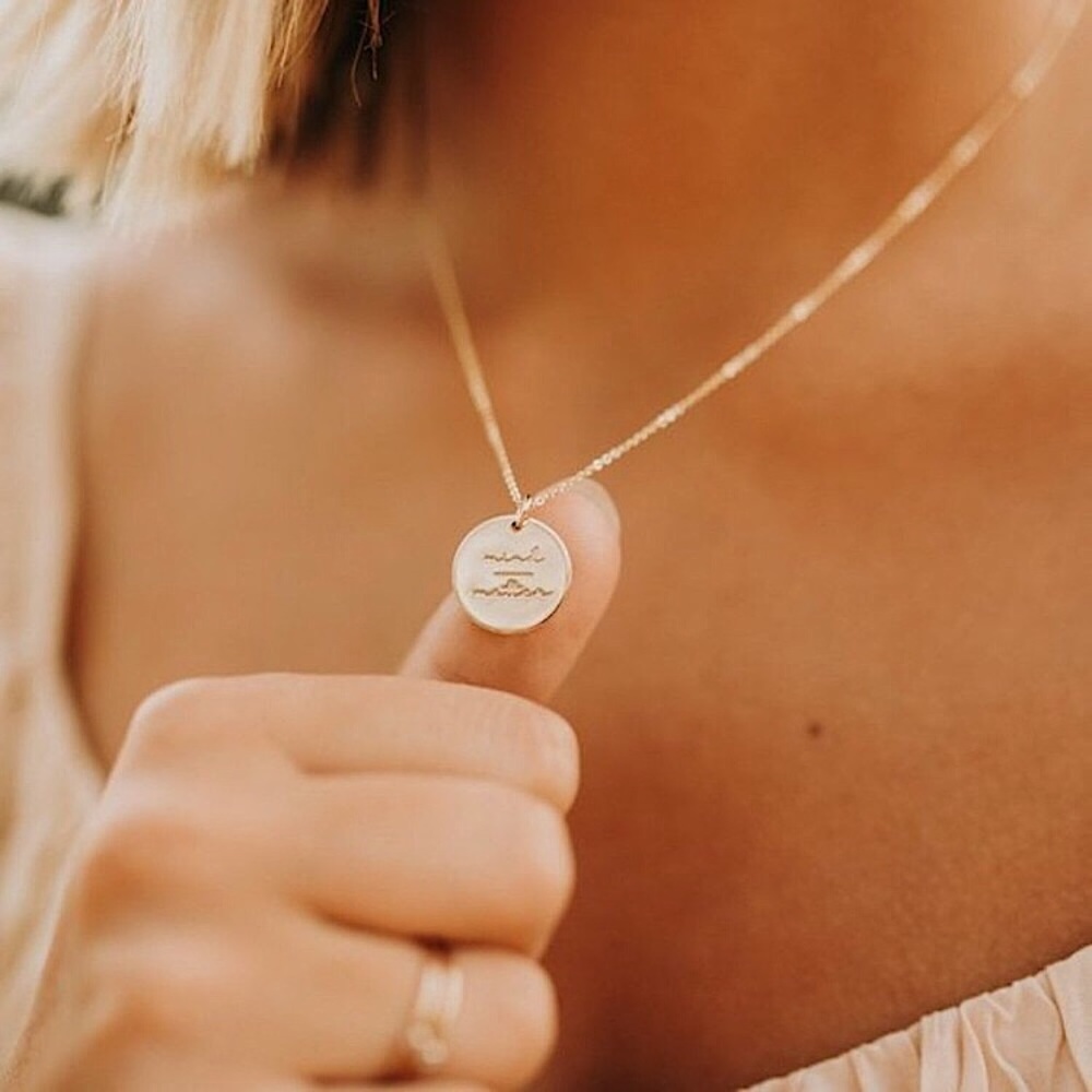 Inner Peace Mantra Bohemian Gold Charm Necklace - Picture 9 of 15